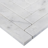 Carrara White Italian Marble 1" x 6" Herringbone Mosaic Tile Polished
