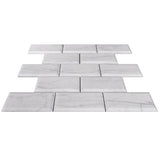 Carrara White Italian Marble 2" x 4" Wide Beveled Mosaic Tile Polished