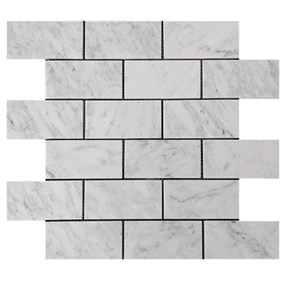 Carrara White Italian Marble 2" x 4" Subway Mosaic Tile Honed