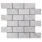 Carrara White Italian Marble 2" x 4" Subway Mosaic Tile Honed