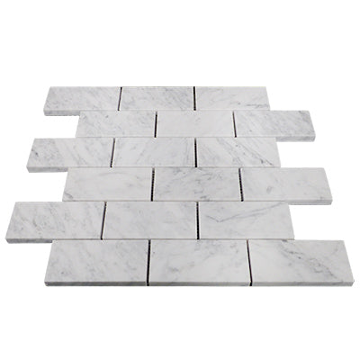 Carrara White Italian Marble 2" x 4" Subway Mosaic Tile Honed