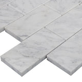 Carrara White Italian Marble 2" x 4" Subway Mosaic Tile Polished