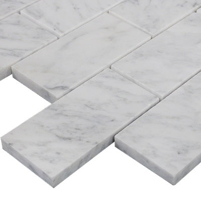 Carrara White Italian Marble 2" x 4" Subway Mosaic Tile Polished