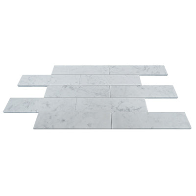 Carrara White Italian Marble 3" x 12" Tile Polished