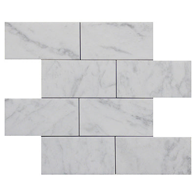 Carrara White Italian Marble 3x6 Subway Tile Honed