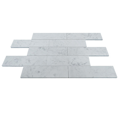 Carrara White Italian Marble 4" x 12" Subway Tile Honed