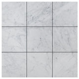 Carrara White Italian Marble 4" x 4" Tile Honed