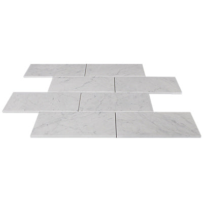 Carrara White Italian Marble 9" x 18" Tile Honed