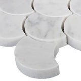 Carrara White Italian Marble Fish Scale Fan Shaped Sea Shell Mosaic Tile Honed
