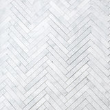 Carrara White Italian Marble 1" x 6" Herringbone Mosaic Tile Honed