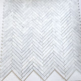 Carrara White Italian Marble 1" x 6" Herringbone Mosaic Tile Polished