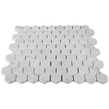 Carrara White Italian Marble 1" Hexagon Mosaic Tile Honed