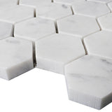 Carrara White Italian Marble 1" Hexagon Mosaic Tile Honed