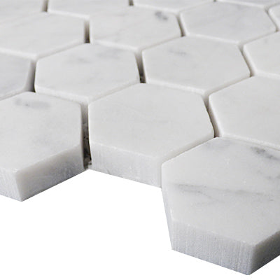Carrara White Italian Marble 1" Hexagon Mosaic Tile Honed