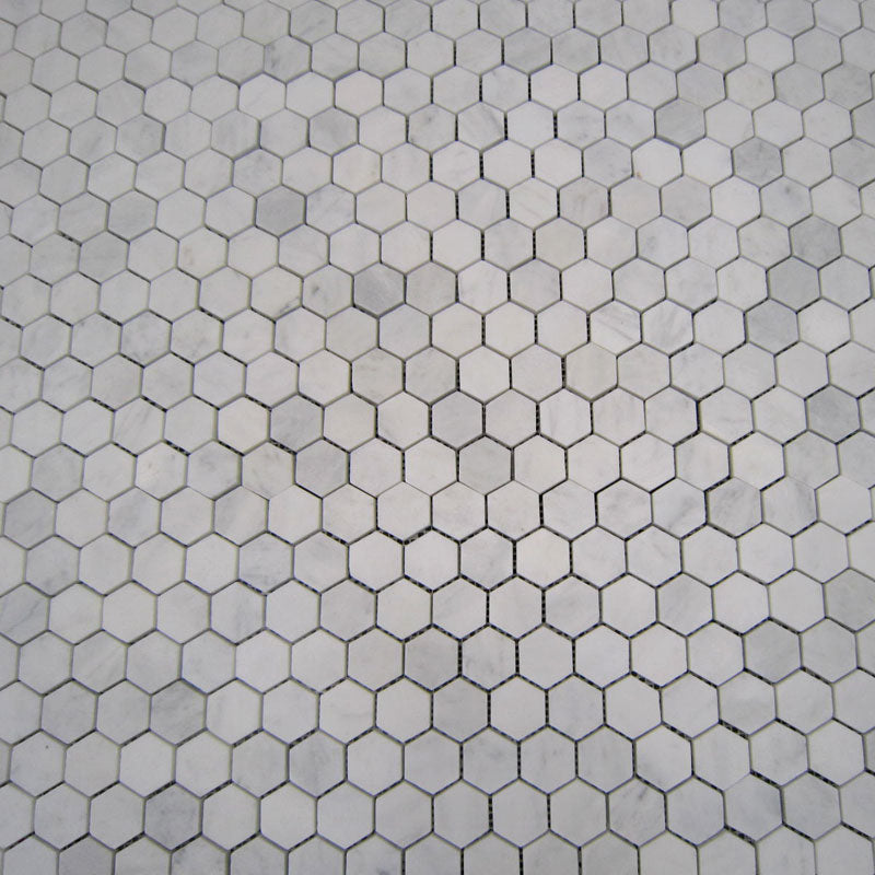 Carrara White Italian Marble 1" Hexagon Mosaic Tile Honed