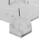 Carrara White Italian Marble 2" Hexagon Mosaic Tile Polished