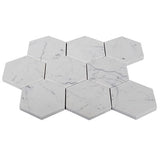 Carrara White Italian Marble 4" Hexagon Mosaic Tile Honed