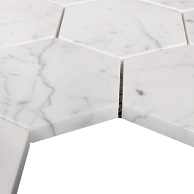 Carrara White Italian Marble 4" Hexagon Mosaic Tile Polished