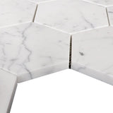 Carrara White Italian Marble 4" Hexagon Mosaic Tile Polished