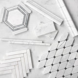 Carrara White Italian Marble 1" x 4" Herringbone Mosaic Tile Honed