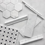 Carrara White Italian Marble 3" Hexagon Mosaic Tile Polished