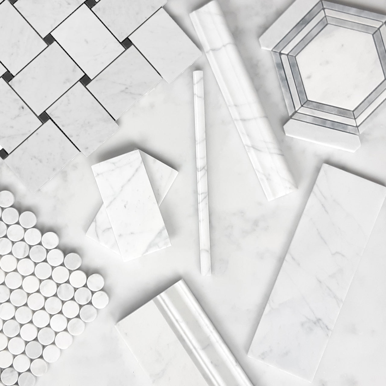 Carrara White Italian Marble 4" x 12" Wide Beveled Subway Tile Honed
