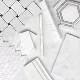 Carrara White Italian Marble 2" x 4" Wide Beveled Mosaic Tile Honed