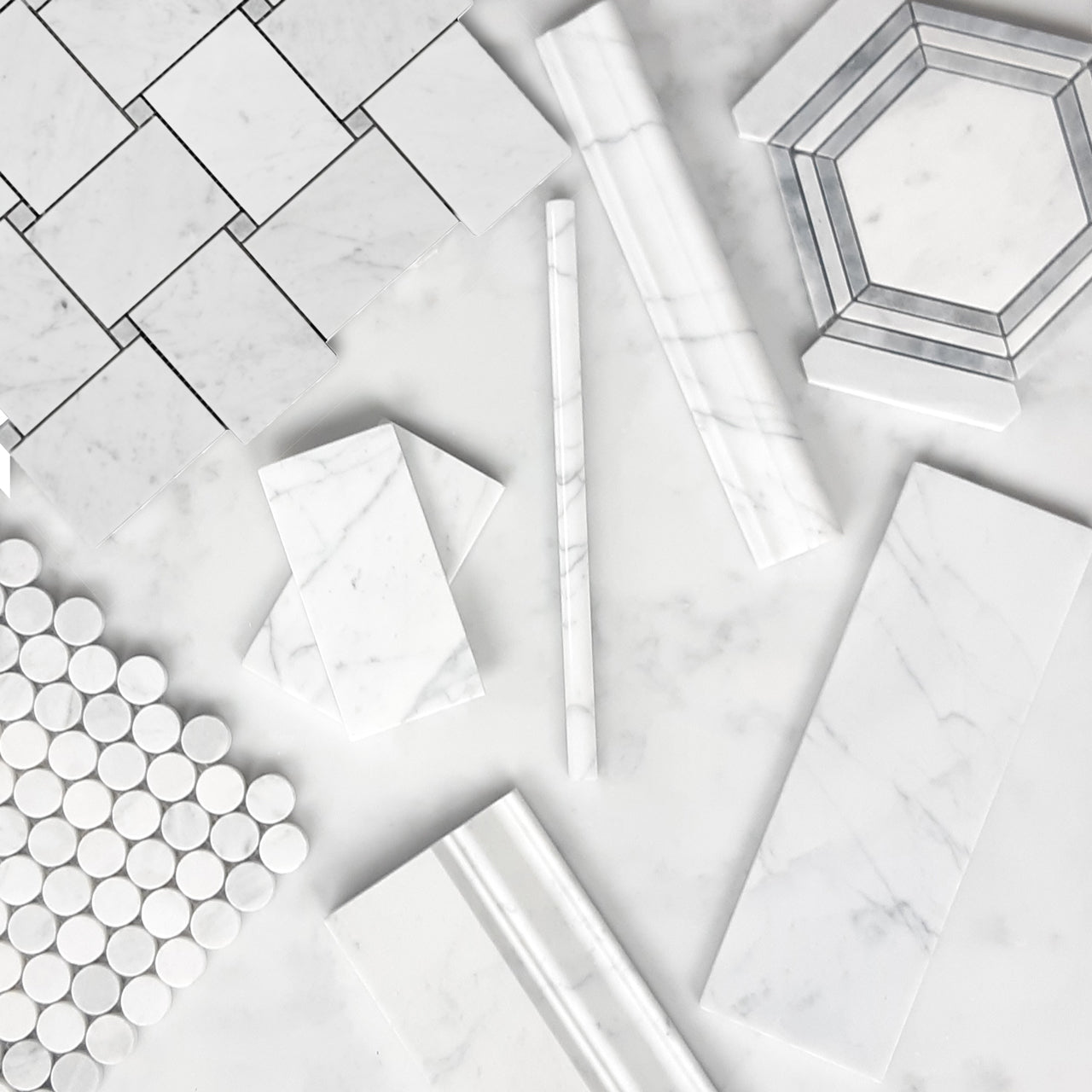 Carrara White Italian Marble 4" x 12" Wide Beveled Subway Tile Polished
