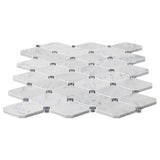 Carrara White Italian Marble Long Octagon Rhomboid Mosaic Tile with Bardiglio Gray Polished