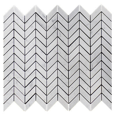 Carrara White Italian Marble Mini Chevron Mosaic Tile Honed