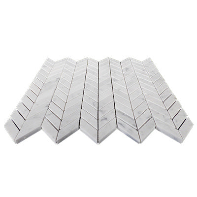 Carrara White Italian Marble Mini Chevron Mosaic Tile Polished