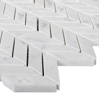 Carrara White Italian Marble Mini Chevron Mosaic Tile Polished