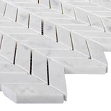 Carrara White Italian Marble Mini Chevron Mosaic Tile Polished