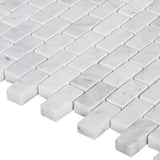 Carrara White Italian Marble Mini Brick Mosaic Tile Honed