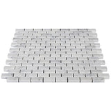 Carrara White Italian Marble Mini Brick Mosaic Tile Honed