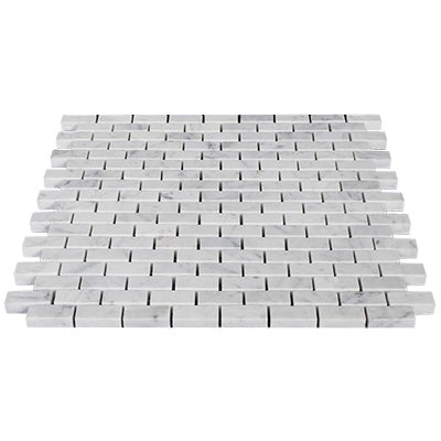 Carrara White Italian Marble Mini Brick Mosaic Tile Honed