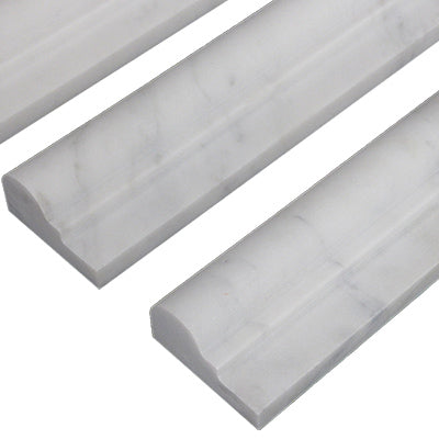 Carrara White Italian Marble Chair Rail Ogee 1 Molding Honed
