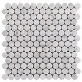 Carrara White Italian Marble Penny Round Mosaic Tile Polished