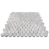 Carrara White Italian Marble Penny Round Mosaic Tile Polished