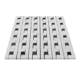 Carrara White Italian Marble Target Pinwheel Mosaic Tile with Nero Marquina Black Dots Polished