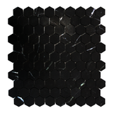 Nero Marquina Black Marble 1" Hexagon Mosaic Tile Honed