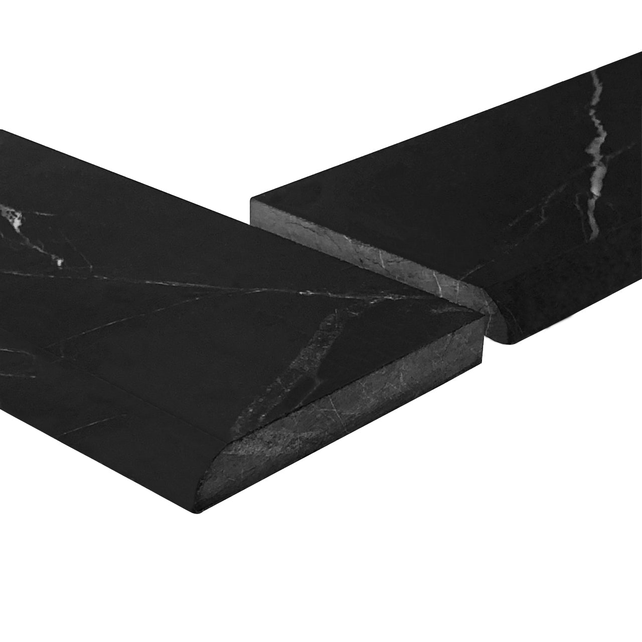 Nero Marquina Black Marble 3" x 6" Bullnose Trim Tile Honed