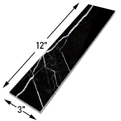 3x12 Nero Marquina Black Marble Tile Polished