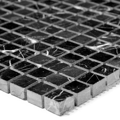 Nero Marquina Black Marble 5/8x5/8 Mosaic Tile Polished