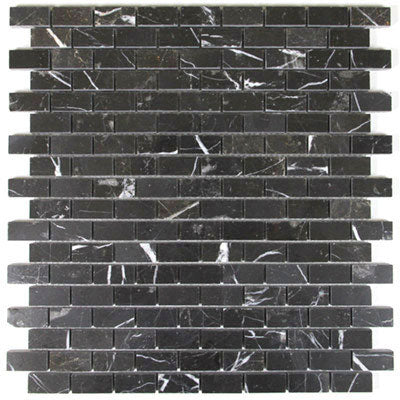 Nero Marquina Black Marble Mini Brick Mosaic Tile Polished