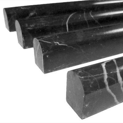 Nero Marquina Black Marble Bullnose Pencil Molding Honed