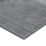 Bardiglio Gray Marble 1x6 Stacked Mosaic Tile Polished