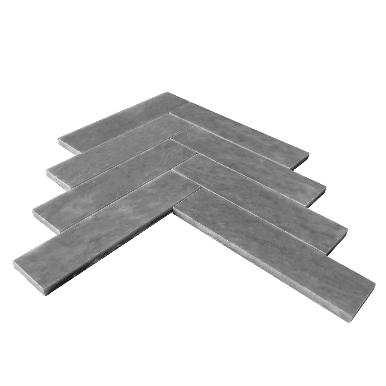 Bardiglio Gray Marble 2" x 8" Herringbone Mosaic Tile Honed