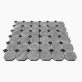 Bardiglio Gray Marble Octagon with Nero Marquina Black Dots Mosaic Tile Honed