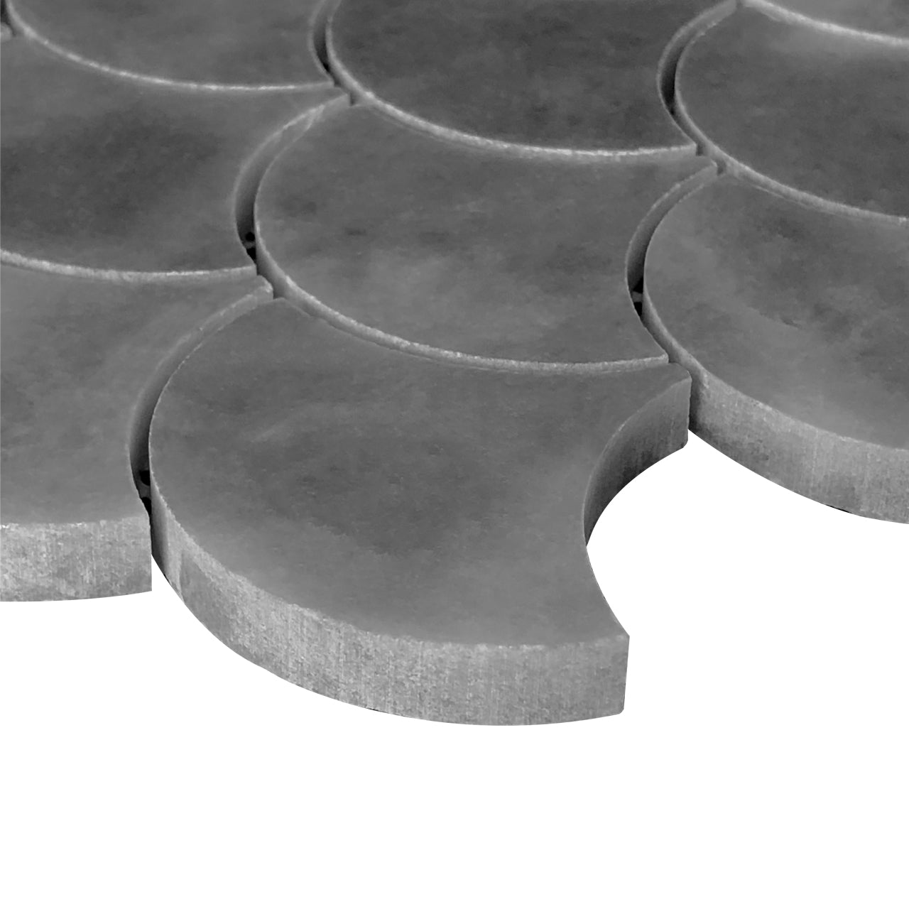 Bardiglio Gray Marble Fish Scale Fan Shaped Sea Shell Mosaic Tile Honed